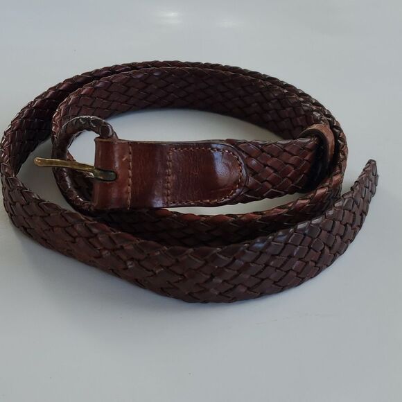 COLE HAAN BRAIDED BROWN LEATHER BELT ADJUSTABLE - Picture 1 of 5